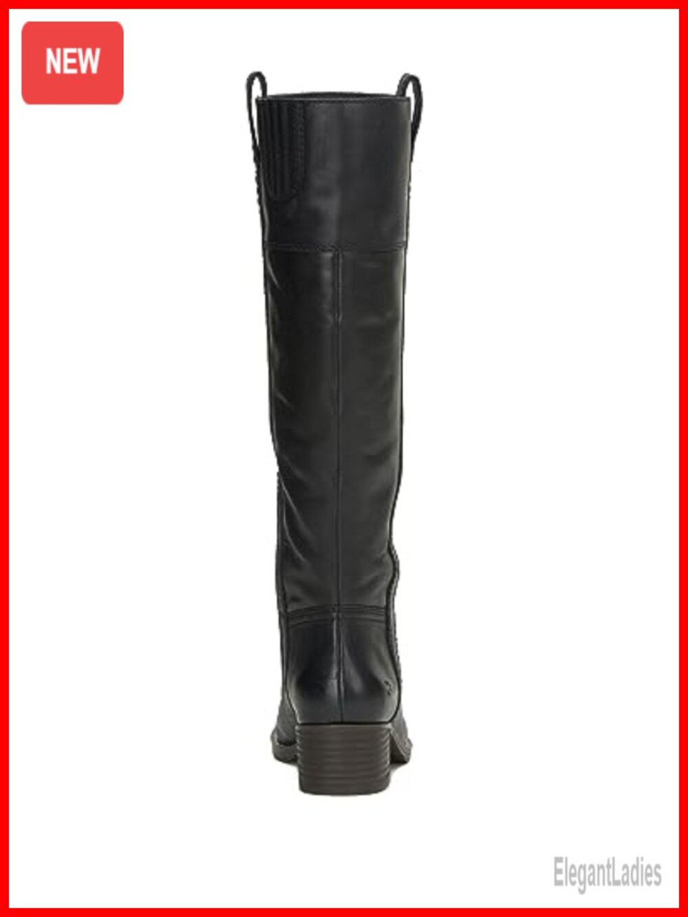Wide Calf Knee-High Riding Boot Leather Block Heel Pull-On
